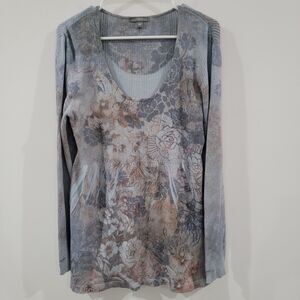 Y2K Apt 9 Babydoll Long Sleeve Womens‎ Top Size Large Floral Fairy Feminine